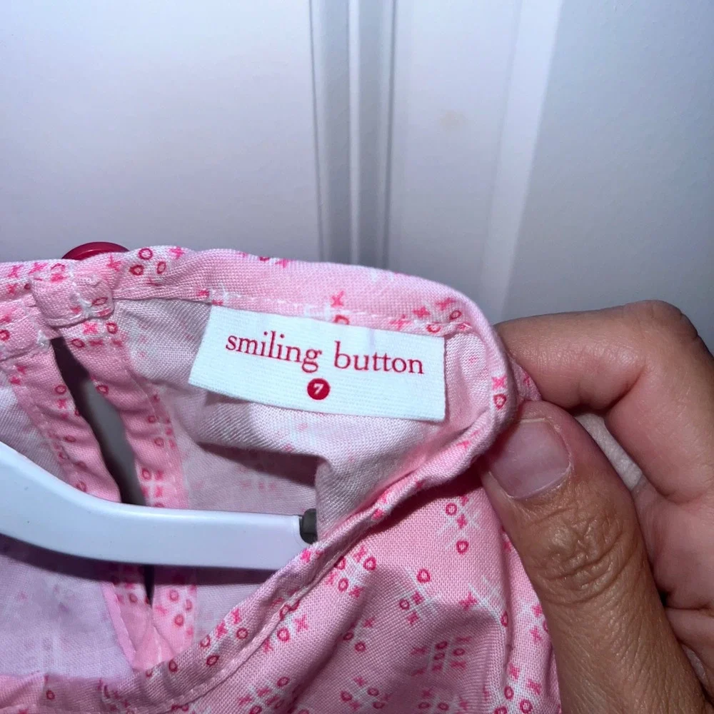 NWT Smiling Button Little Girls Dress‎ Size 7 Made in the USA